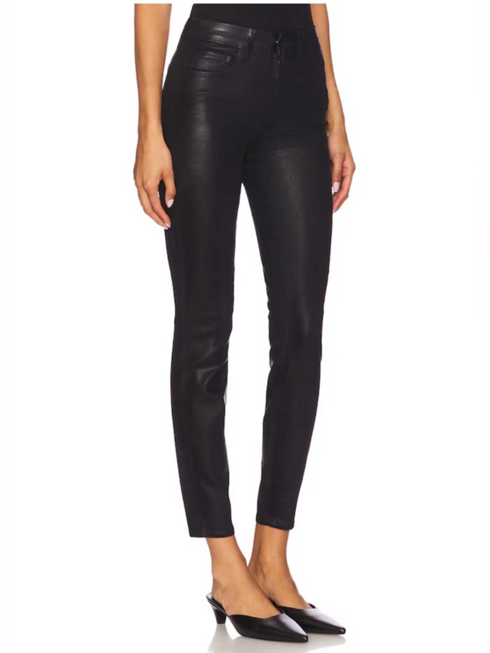 L'Agence Marguerite High Rise Skinny Jean Black Coated 32